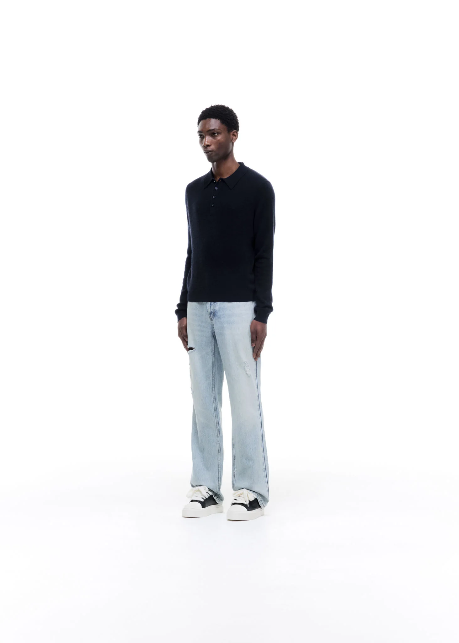 CASHMERE KNIT POLO SWEATER - Image 3