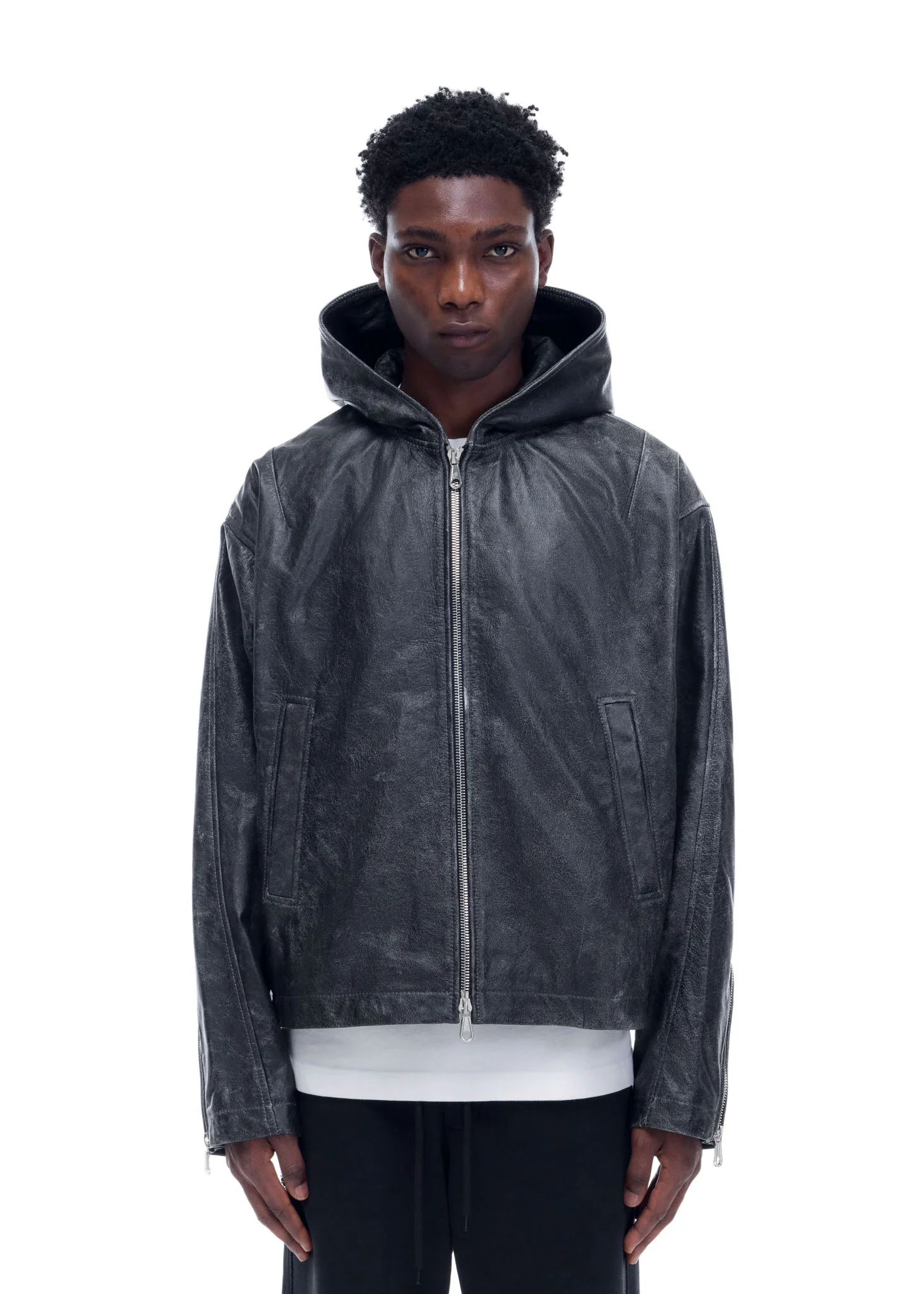 CB HOODED LEATHER JACKET - Image 5