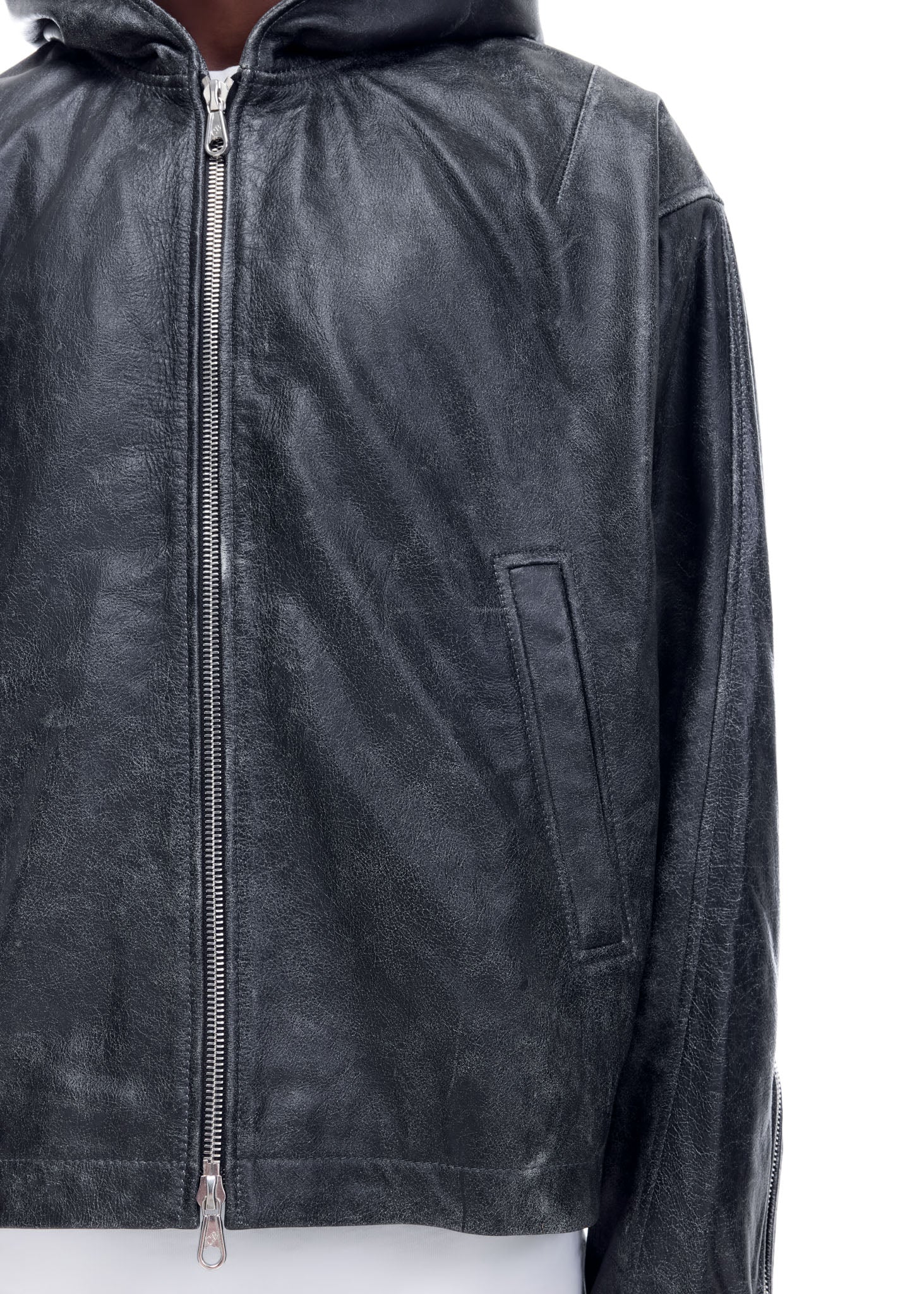 CB HOODED LEATHER JACKET - Image 9