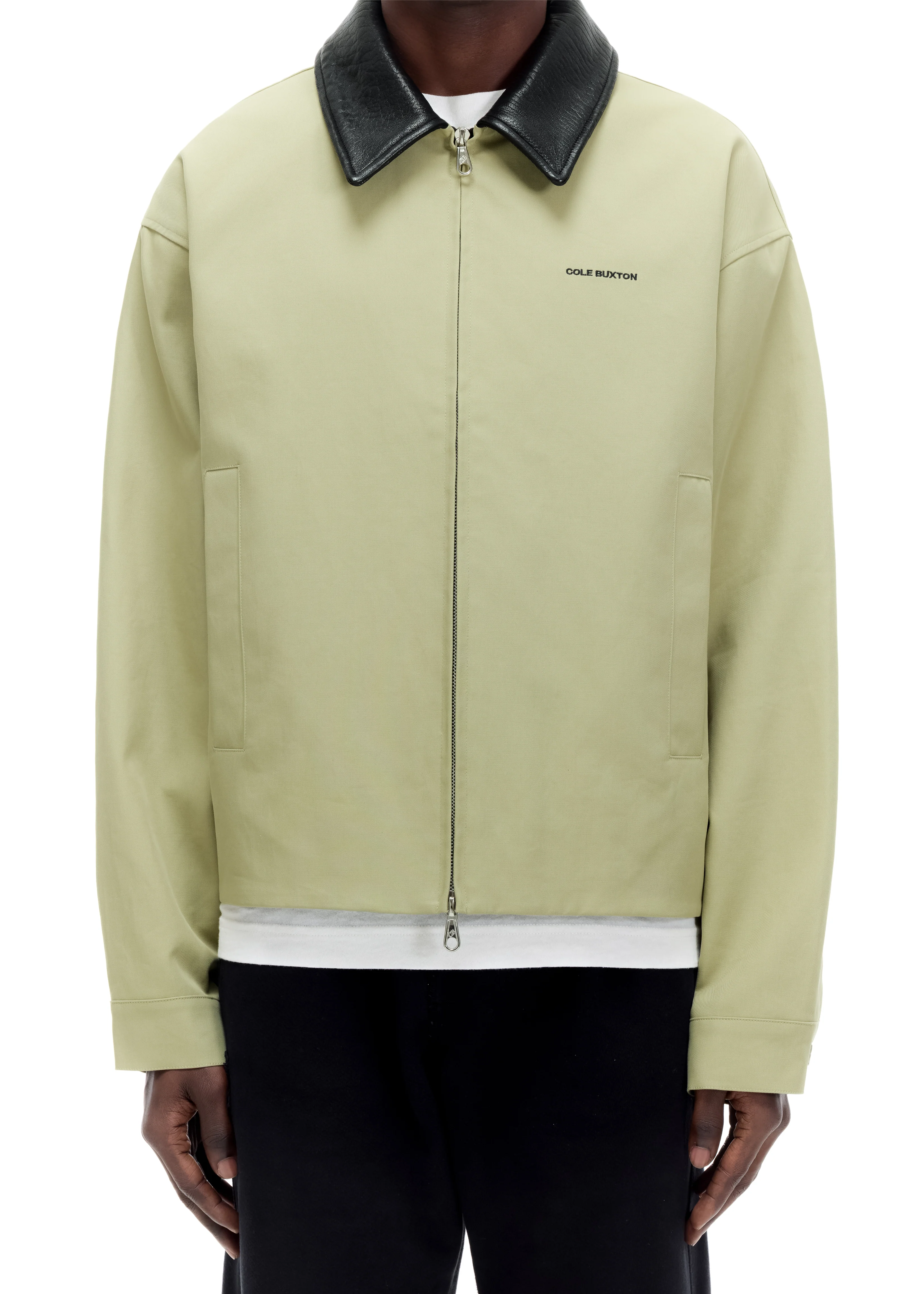 LEATHER COLLAR COTTON OVERSHIRT - Image 3