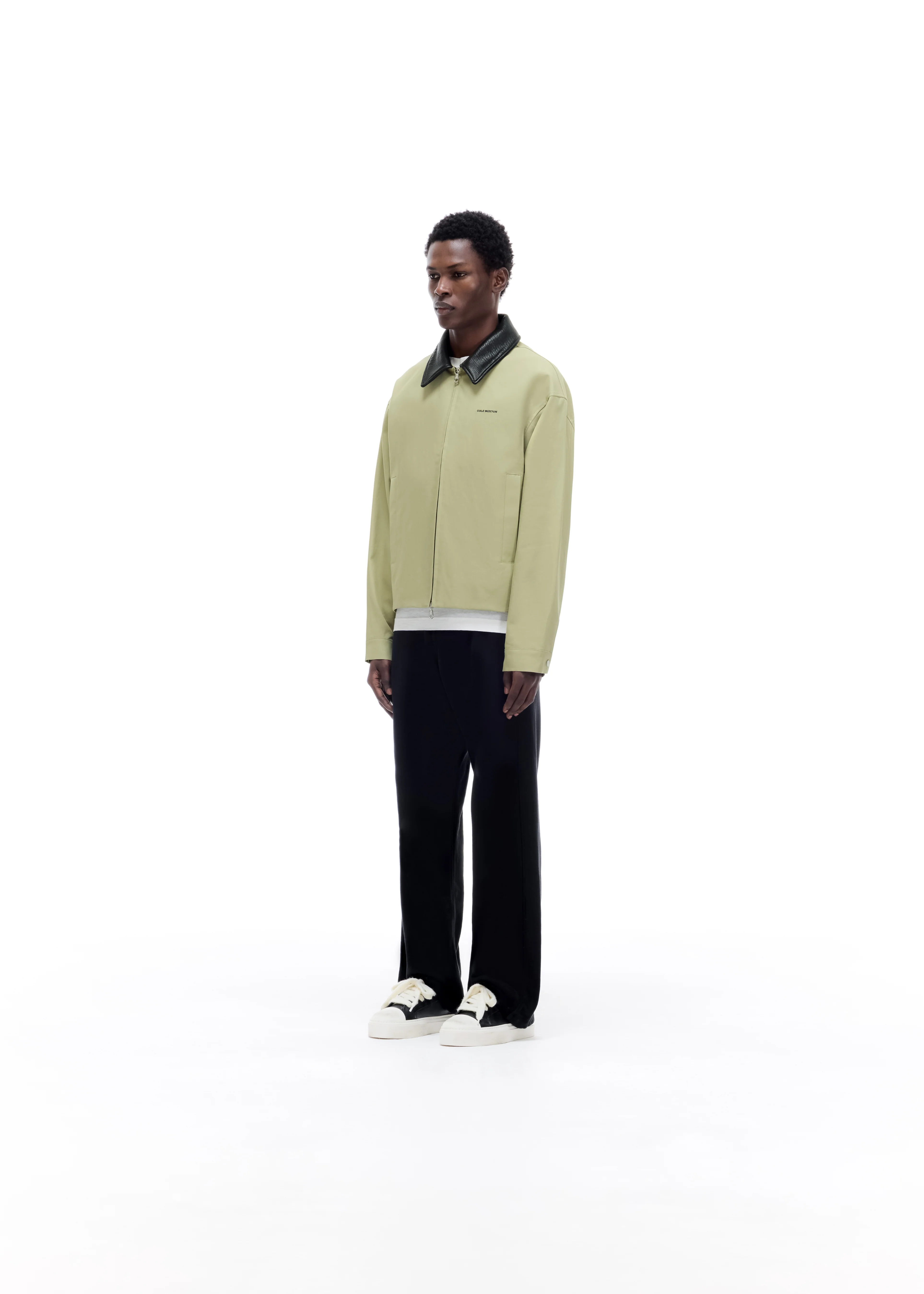 LEATHER COLLAR COTTON OVERSHIRT - Image 4