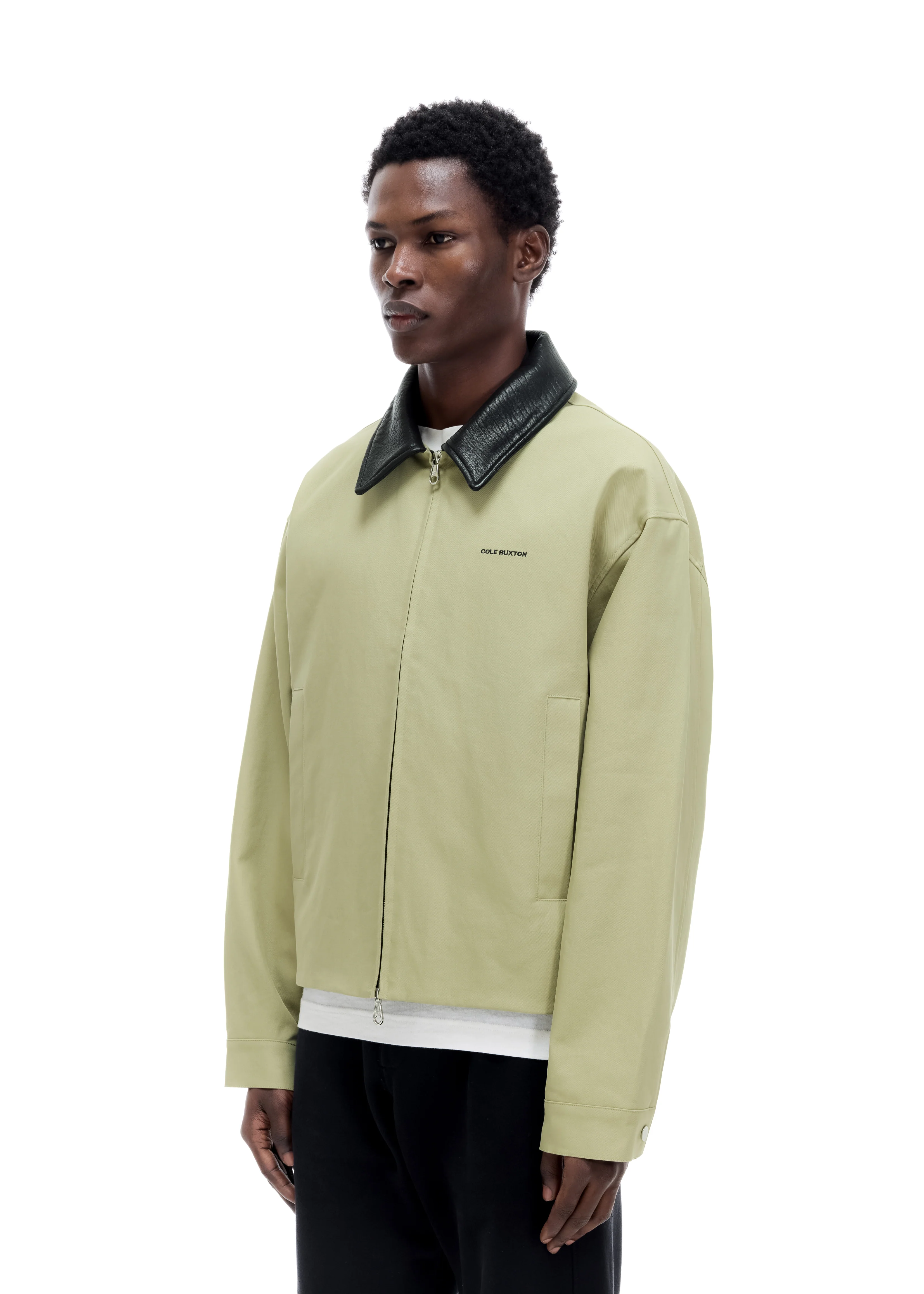 LEATHER COLLAR COTTON OVERSHIRT - Image 5